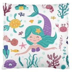 Set Cute Mermaid Seaweeds Marine Inhabitants Large Cushion Case (one Side) by Wegoenart