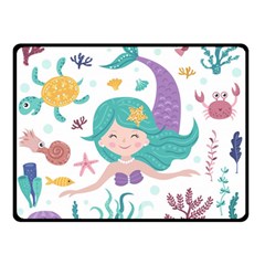 Set Cute Mermaid Seaweeds Marine Inhabitants Double Sided Fleece Blanket (small)  by Wegoenart