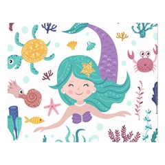 Set Cute Mermaid Seaweeds Marine Inhabitants Double Sided Flano Blanket (large)  by Wegoenart