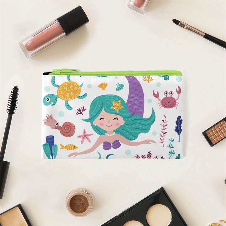 Set Cute Mermaid Seaweeds Marine Inhabitants Cosmetic Bag (XS)