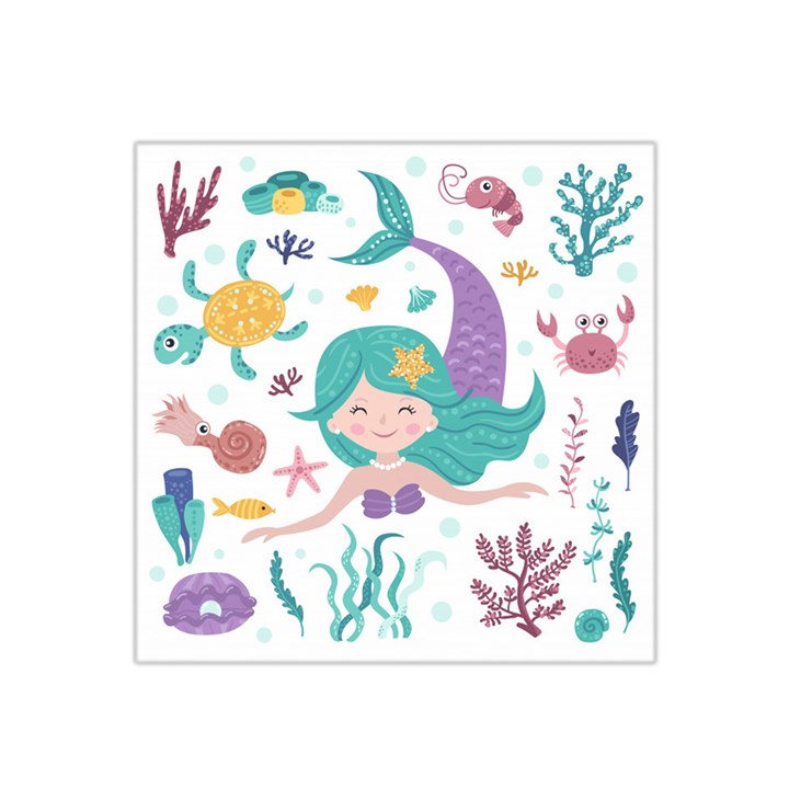 Set Cute Mermaid Seaweeds Marine Inhabitants Satin Bandana Scarf