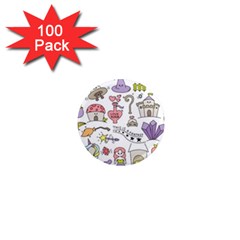 Fantasy Things Doodle Style Vector Illustration 1  Mini Magnets (100 Pack)  by Wegoenart