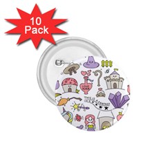 Fantasy Things Doodle Style Vector Illustration 1 75  Buttons (10 Pack) by Wegoenart