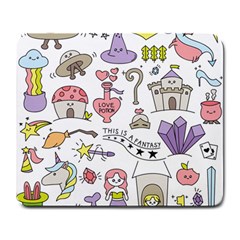 Fantasy Things Doodle Style Vector Illustration Large Mousepads