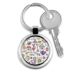 Fantasy Things Doodle Style Vector Illustration Key Chain (round) by Wegoenart