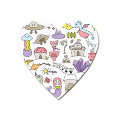 Fantasy Things Doodle Style Vector Illustration Heart Magnet by Wegoenart