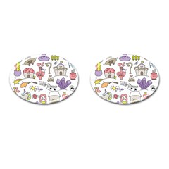 Fantasy Things Doodle Style Vector Illustration Cufflinks (oval) by Wegoenart