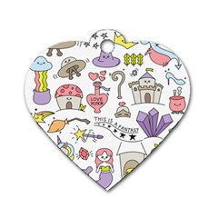 Fantasy Things Doodle Style Vector Illustration Dog Tag Heart (one Side) by Wegoenart