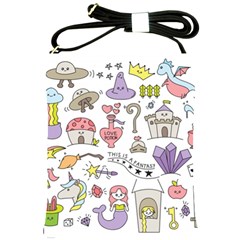 Fantasy Things Doodle Style Vector Illustration Shoulder Sling Bag by Wegoenart