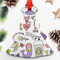 Fantasy Things Doodle Style Vector Illustration Christmas Tree Ornament (two Sides) by Wegoenart