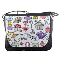 Fantasy Things Doodle Style Vector Illustration Messenger Bag by Wegoenart