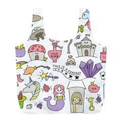 Fantasy Things Doodle Style Vector Illustration Full Print Recycle Bag (l) by Wegoenart