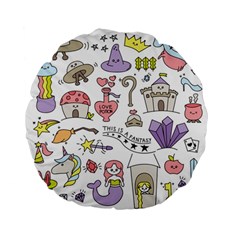 Fantasy Things Doodle Style Vector Illustration Standard 15  Premium Flano Round Cushions by Wegoenart