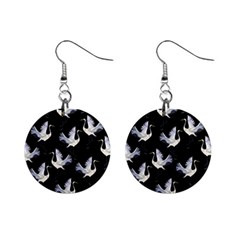 Crane Pattern Mini Button Earrings by Wegoenart