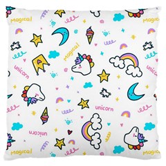 Unicorns Rainbows Seamless Pattern Large Cushion Case (two Sides) by Wegoenart