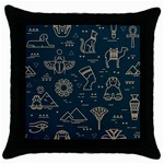 Dark Seamless Pattern Symbols Landmarks Signs Egypt Throw Pillow Case (Black) Front