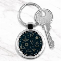 Dark Seamless Pattern Symbols Landmarks Signs Egypt Key Chain (round) by Wegoenart