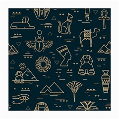 Dark Seamless Pattern Symbols Landmarks Signs Egypt Medium Glasses Cloth by Wegoenart