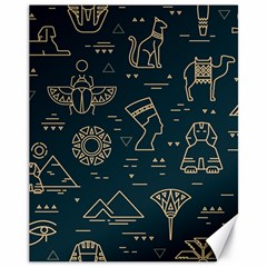 Dark Seamless Pattern Symbols Landmarks Signs Egypt Canvas 11  X 14  by Wegoenart