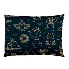 Dark Seamless Pattern Symbols Landmarks Signs Egypt Pillow Case by Wegoenart