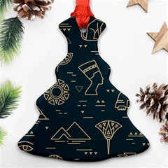 Dark Seamless Pattern Symbols Landmarks Signs Egypt Christmas Tree Ornament (two Sides) by Wegoenart