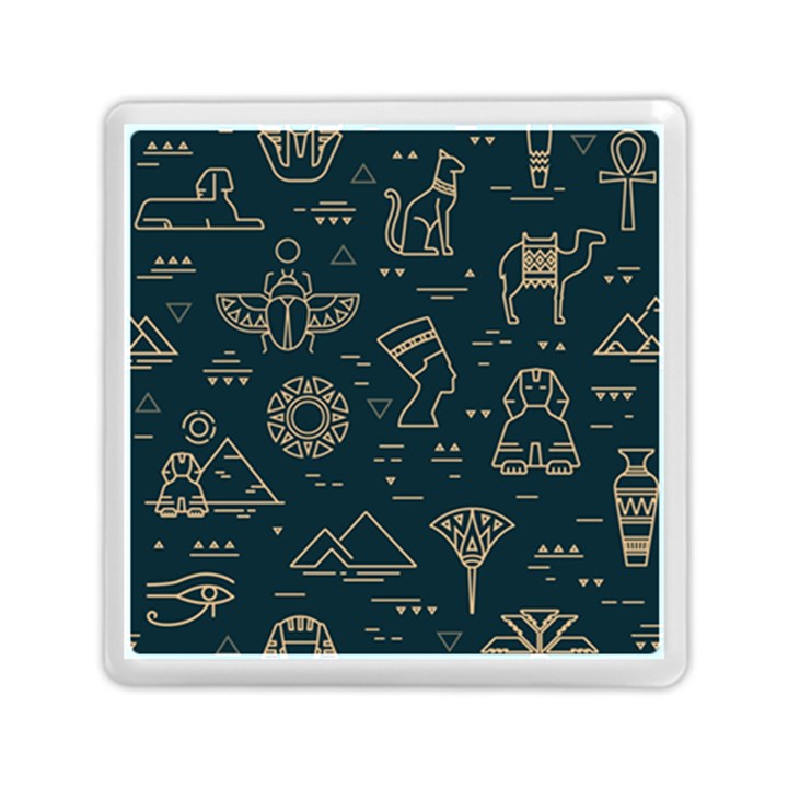 Dark Seamless Pattern Symbols Landmarks Signs Egypt Memory Card Reader (Square)