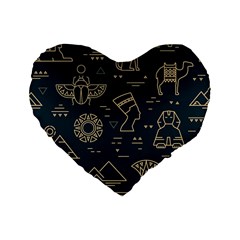 Dark Seamless Pattern Symbols Landmarks Signs Egypt Standard 16  Premium Heart Shape Cushions by Wegoenart