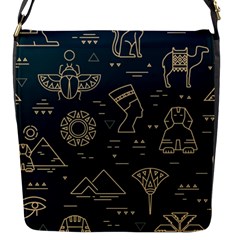 Dark Seamless Pattern Symbols Landmarks Signs Egypt Flap Closure Messenger Bag (s) by Wegoenart