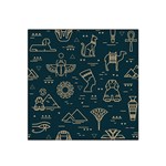 Dark Seamless Pattern Symbols Landmarks Signs Egypt Satin Bandana Scarf Front