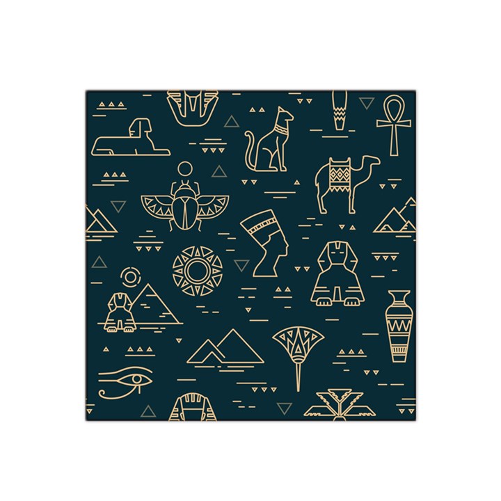 Dark Seamless Pattern Symbols Landmarks Signs Egypt Satin Bandana Scarf