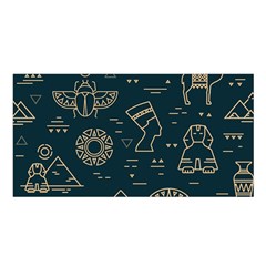 Dark Seamless Pattern Symbols Landmarks Signs Egypt Satin Shawl by Wegoenart