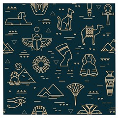 Dark Seamless Pattern Symbols Landmarks Signs Egypt Wooden Puzzle Square by Wegoenart