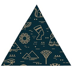 Dark Seamless Pattern Symbols Landmarks Signs Egypt Wooden Puzzle Triangle