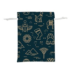 Dark Seamless Pattern Symbols Landmarks Signs Egypt Lightweight Drawstring Pouch (l) by Wegoenart