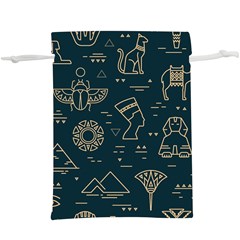 Dark Seamless Pattern Symbols Landmarks Signs Egypt  Lightweight Drawstring Pouch (xl) by Wegoenart