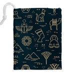 Dark Seamless Pattern Symbols Landmarks Signs Egypt Drawstring Pouch (5XL) Back