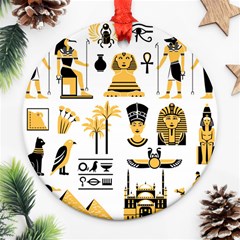 Egypt Symbols Decorative Icons Set Ornament (round) by Wegoenart