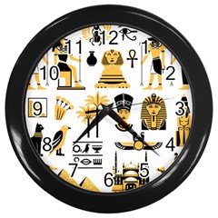 Egypt Symbols Decorative Icons Set Wall Clock (black) by Wegoenart