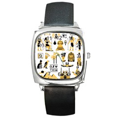 Egypt Symbols Decorative Icons Set Square Metal Watch by Wegoenart