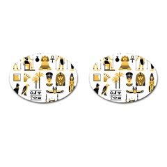 Egypt Symbols Decorative Icons Set Cufflinks (oval) by Wegoenart