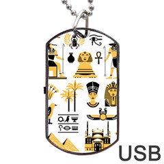 Egypt Symbols Decorative Icons Set Dog Tag Usb Flash (two Sides) by Wegoenart