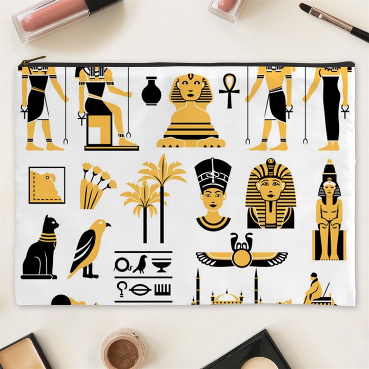 Egypt Symbols Decorative Icons Set Cosmetic Bag (XXXL)