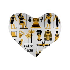 Egypt Symbols Decorative Icons Set Standard 16  Premium Flano Heart Shape Cushions by Wegoenart