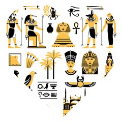 Egypt Symbols Decorative Icons Set Wooden Puzzle Heart by Wegoenart