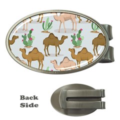 Camels Cactus Desert Pattern Money Clips (oval)  by Wegoenart