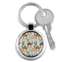 Camels Cactus Desert Pattern Key Chain (round) by Wegoenart