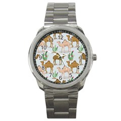 Camels Cactus Desert Pattern Sport Metal Watch by Wegoenart