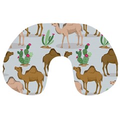 Camels Cactus Desert Pattern Travel Neck Pillow by Wegoenart