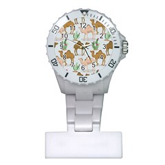 Camels Cactus Desert Pattern Plastic Nurses Watch by Wegoenart