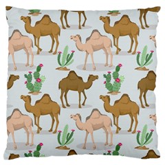 Camels Cactus Desert Pattern Large Flano Cushion Case (one Side) by Wegoenart